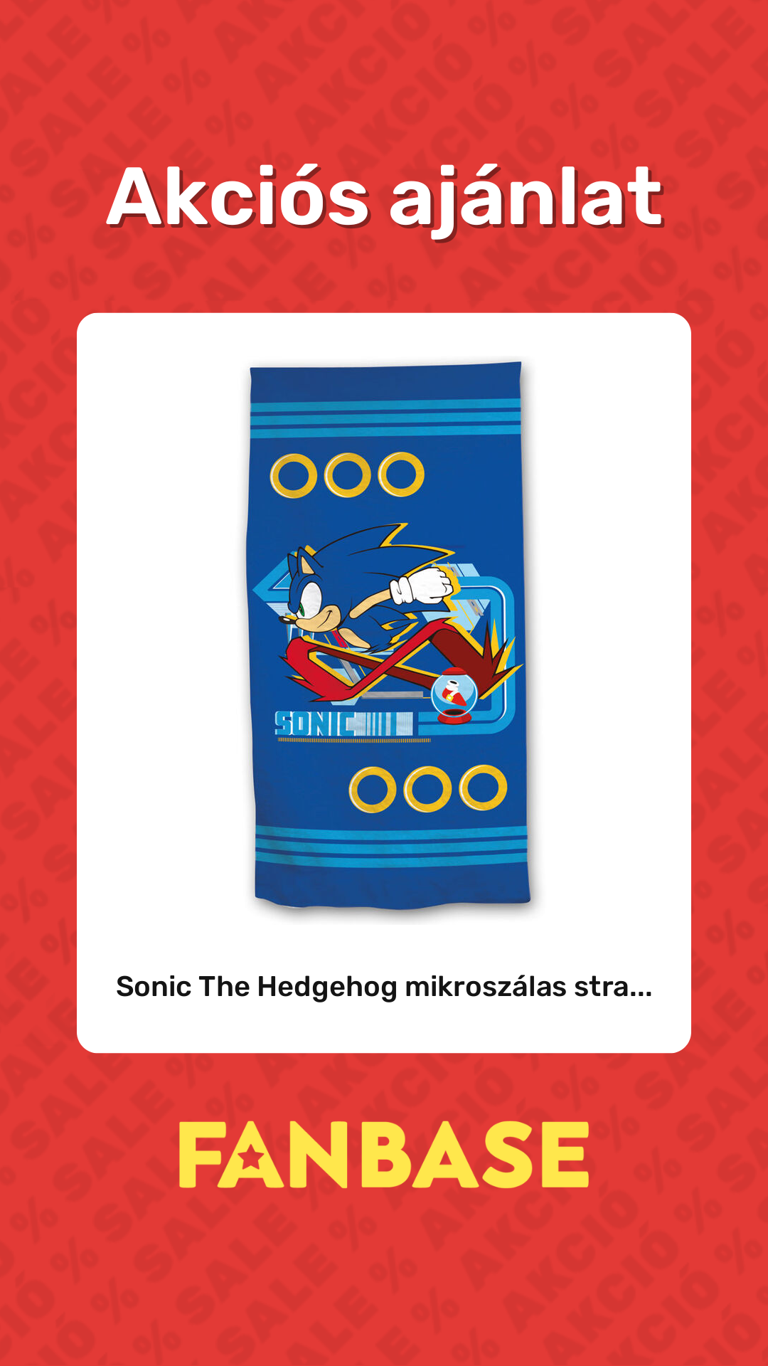 Akciós ajánlat: Sonic The Hedgehog mikroszálas stra...