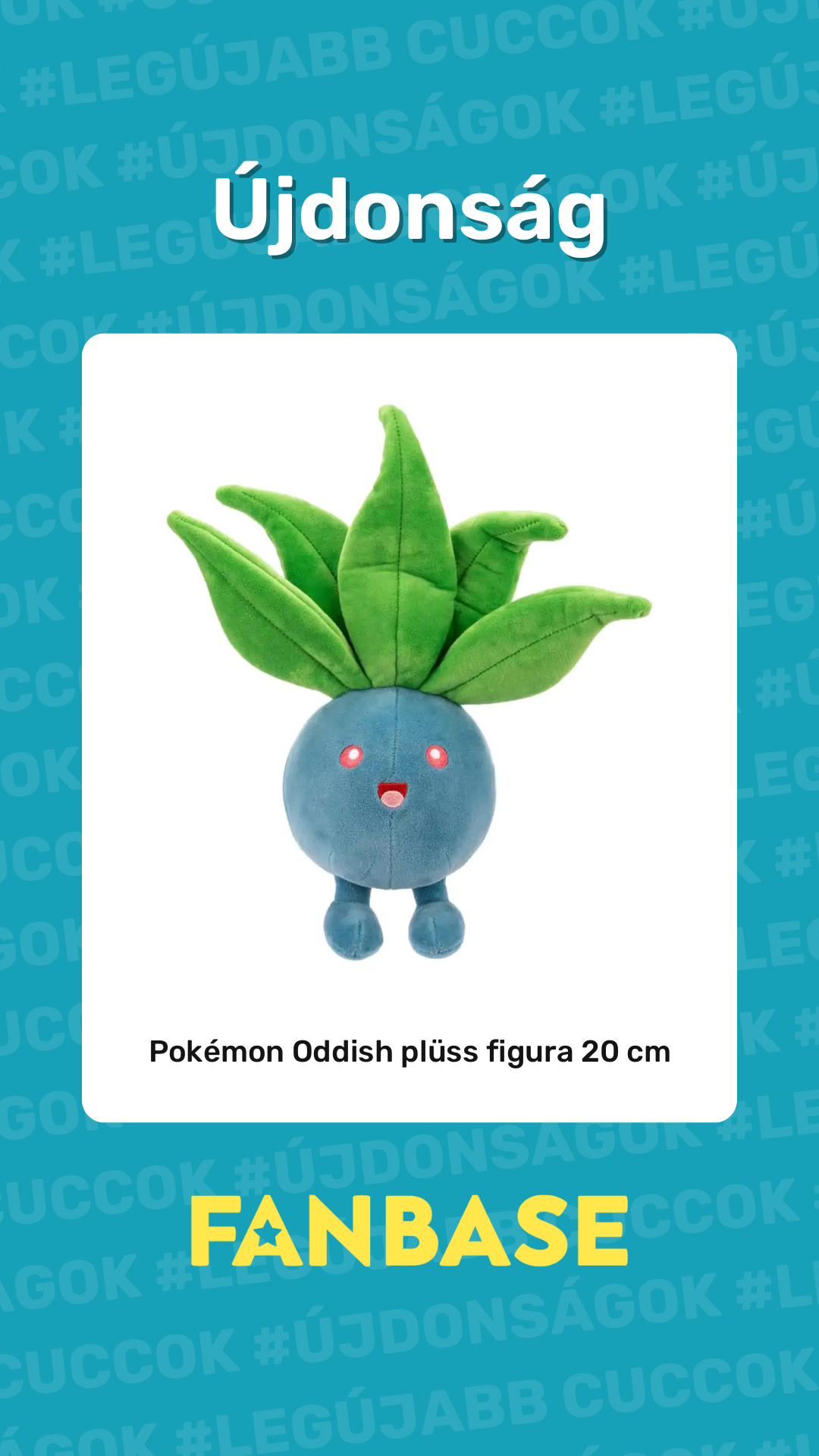 Újdonság: Pokémon Oddish plüss figura 20 cm