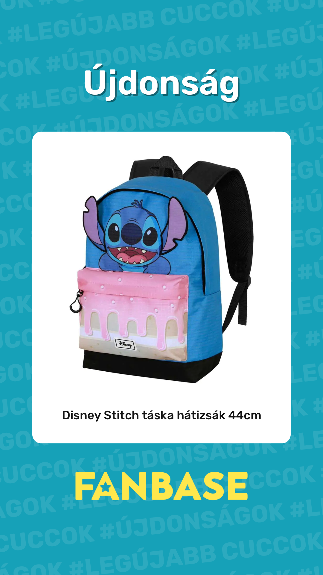 Újdonság: Disney Stitch táska hátizsák 44cm