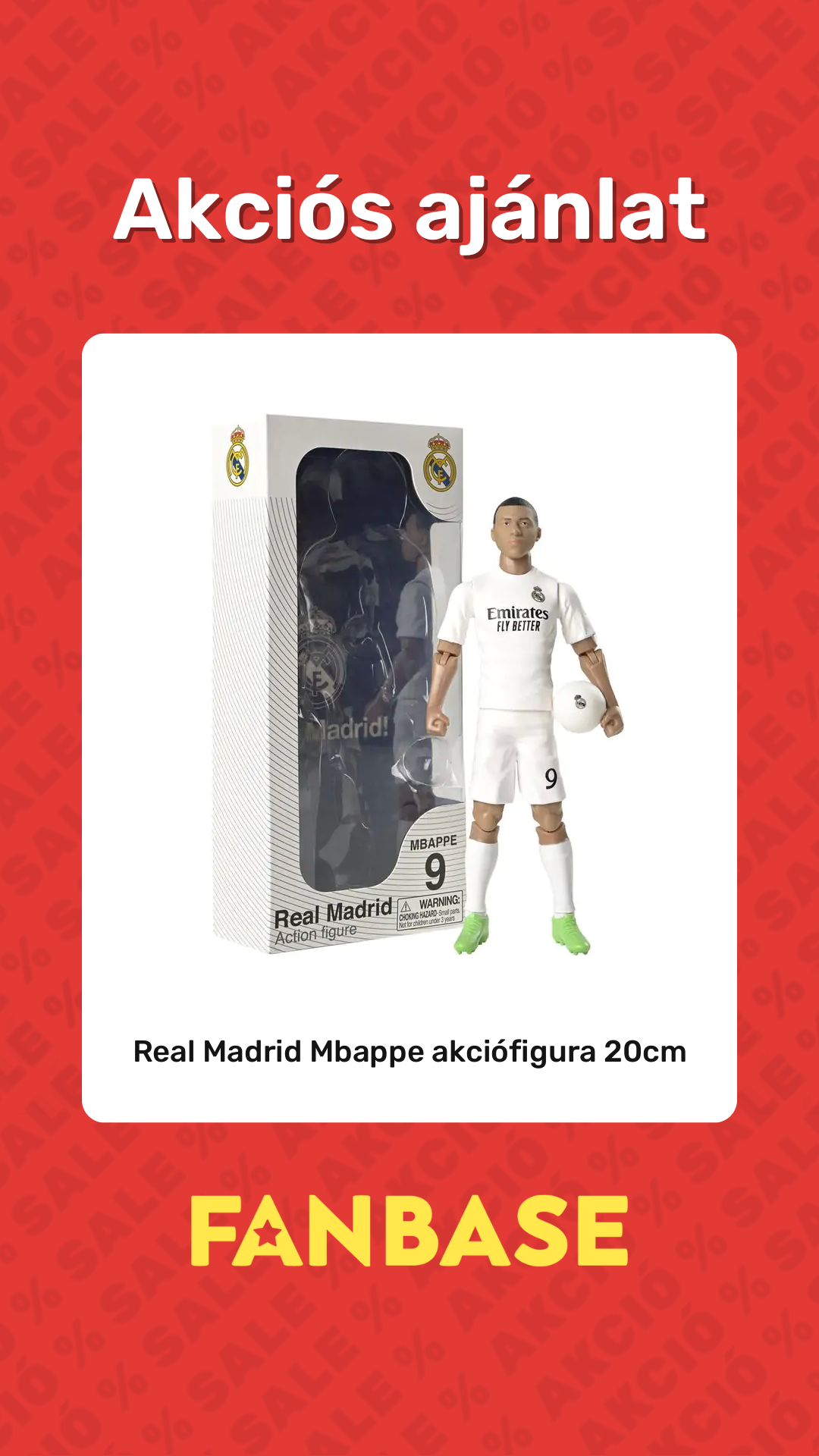 Akciós ajánlat: Real Madrid Mbappe akciófigura 20cm