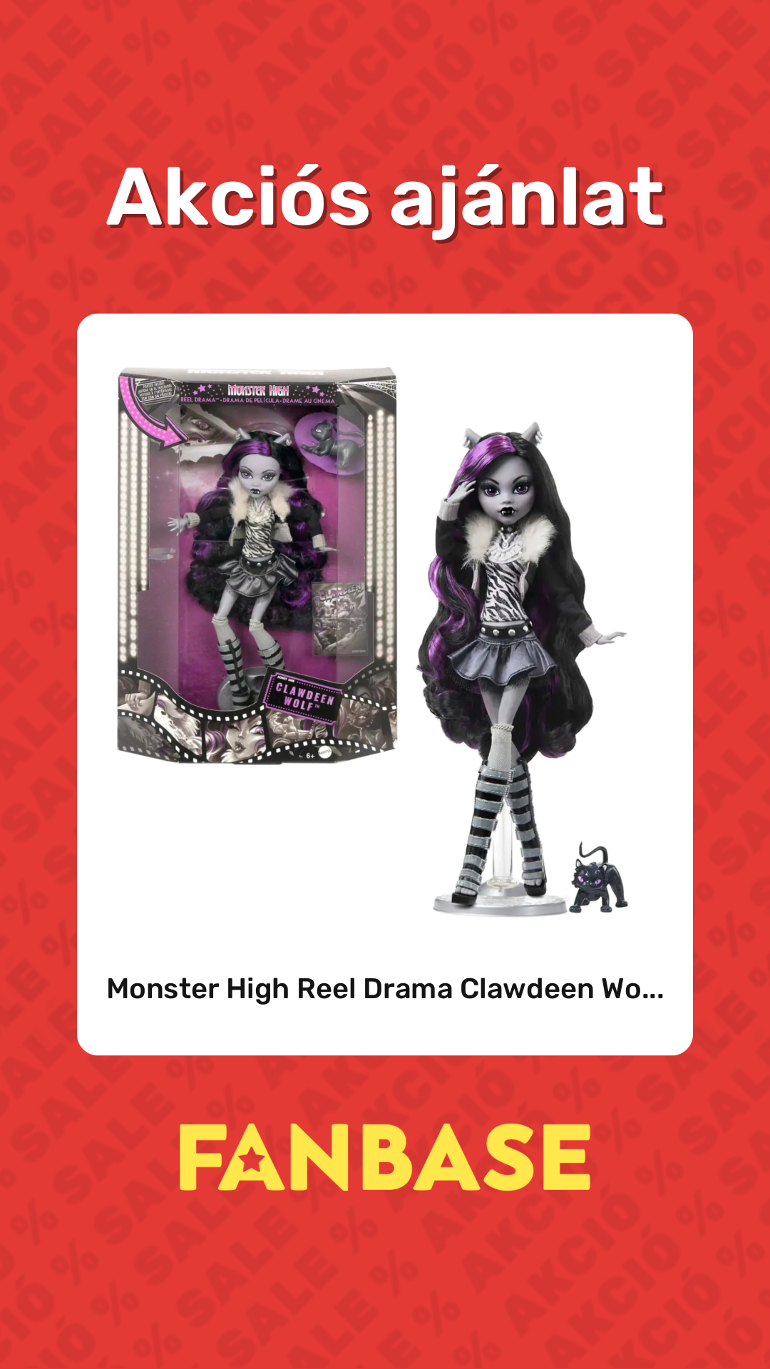 Akciós ajánlat: Monster High Reel Drama Clawdeen Wo...