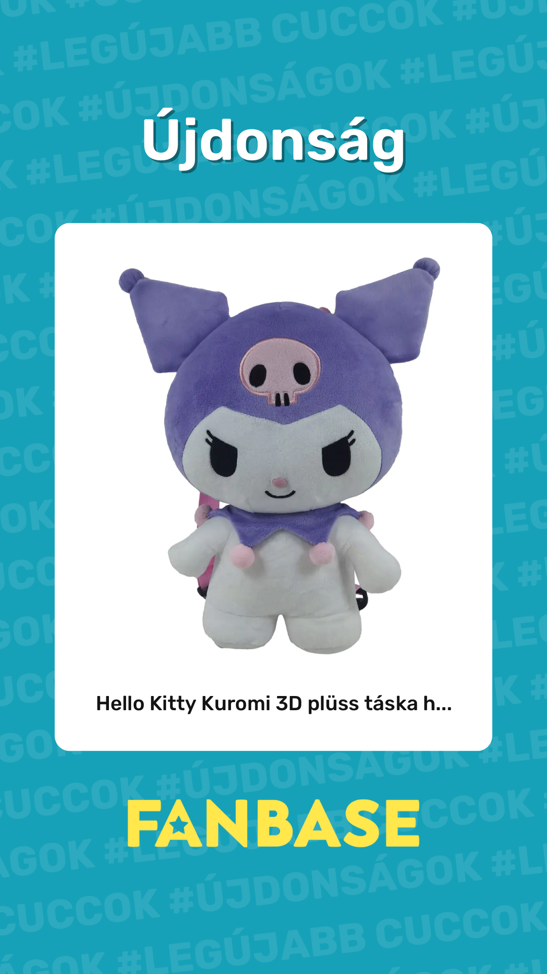 Újdonság: Hello Kitty Kuromi 3D plüss táska h...