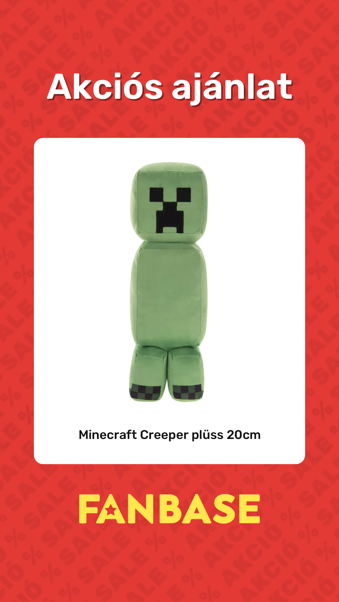 Akciós ajánlat: Minecraft Creeper plüss 20cm