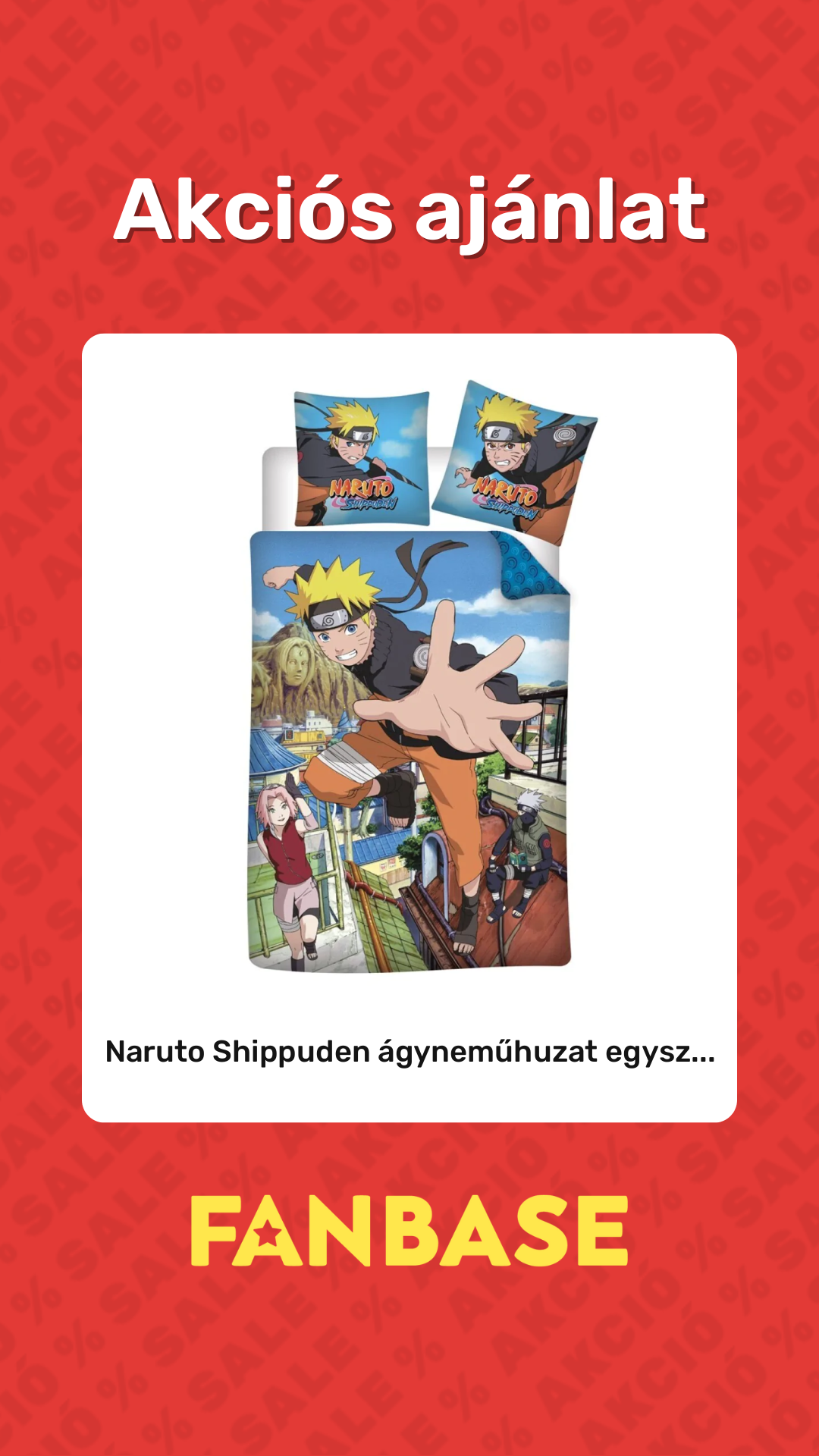 Akciós ajánlat: Naruto Shippuden ágyneműhuzat egysz...