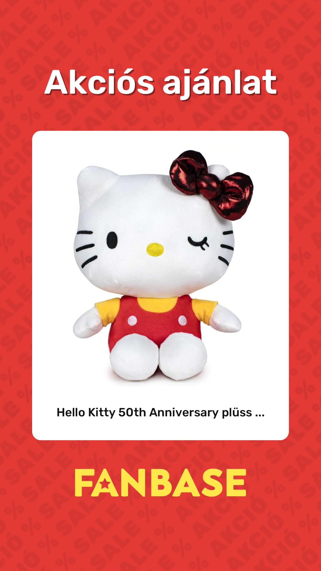 Akciós ajánlat: Hello Kitty 50th Anniversary plüss ...