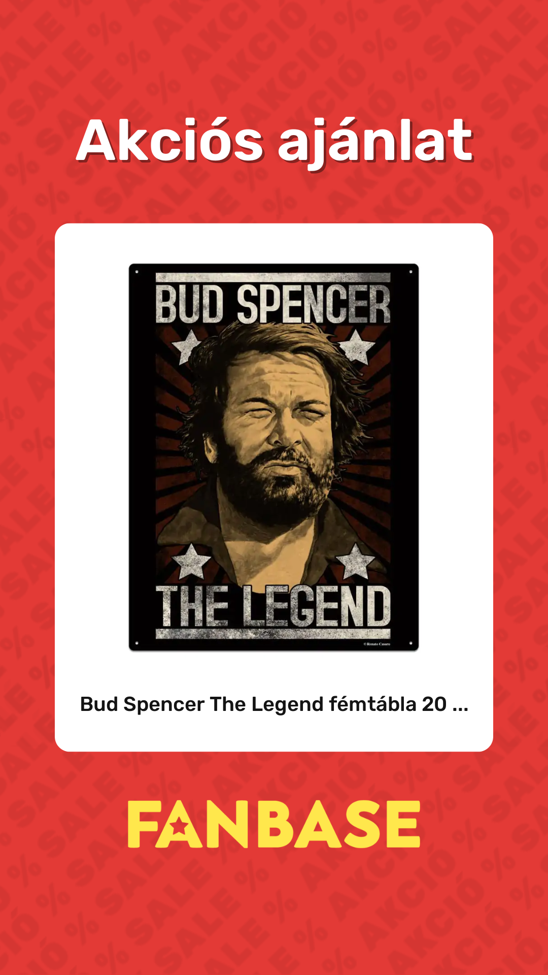 Akciós ajánlat: Bud Spencer The Legend fémtábla 20 ...