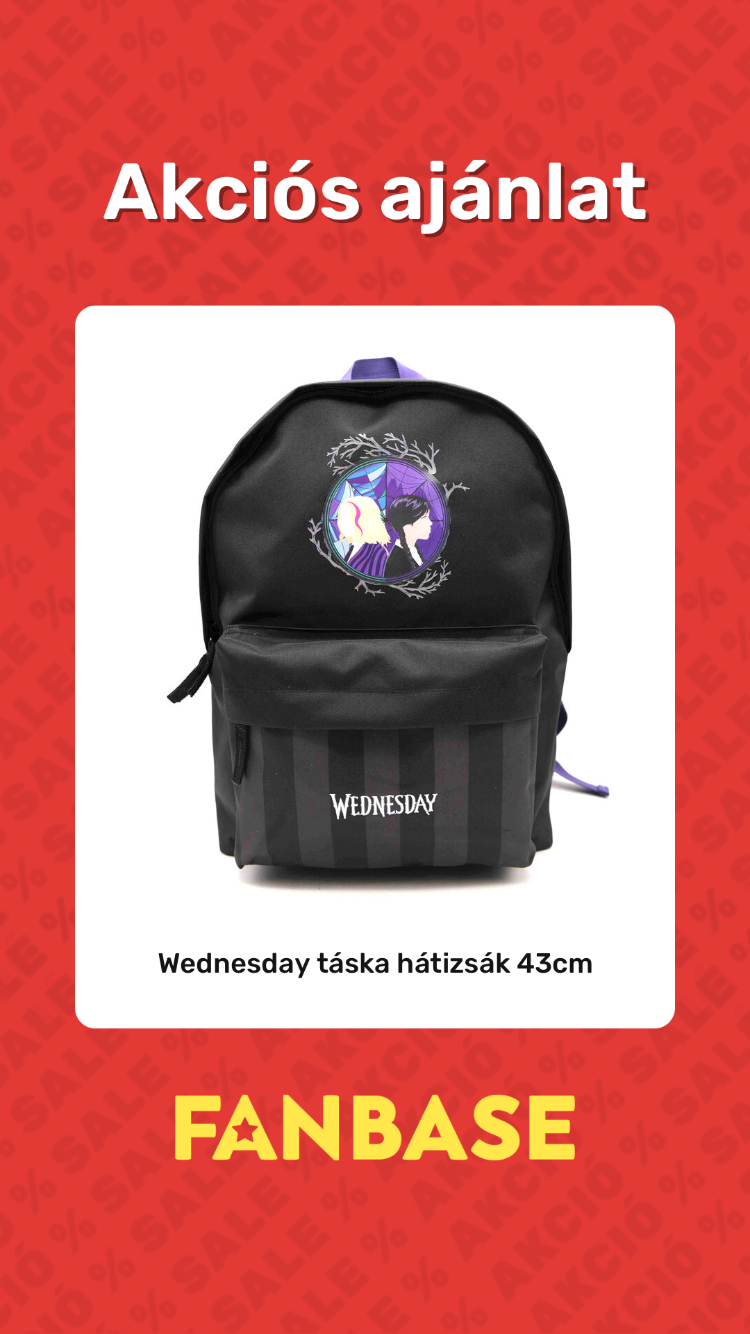 Akciós ajánlat: Wednesday táska hátizsák 43cm
