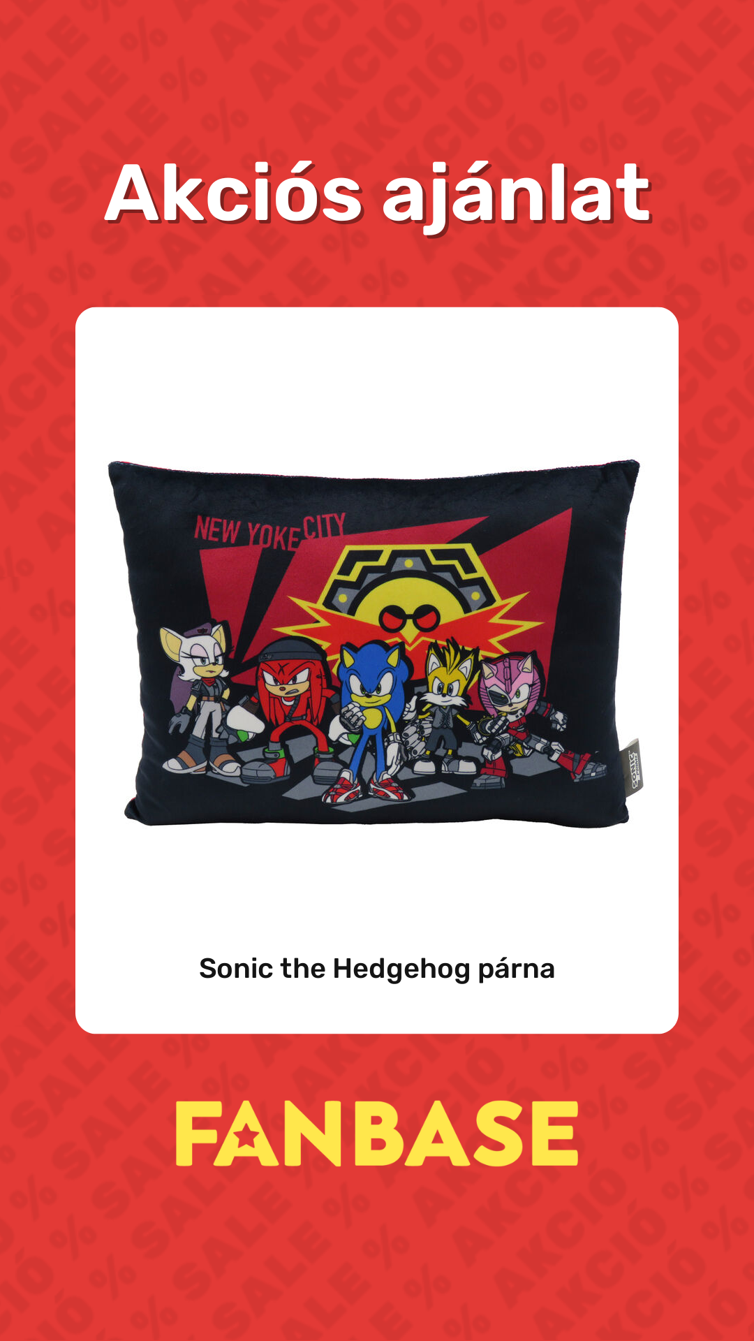 Akciós ajánlat: Sonic the Hedgehog párna