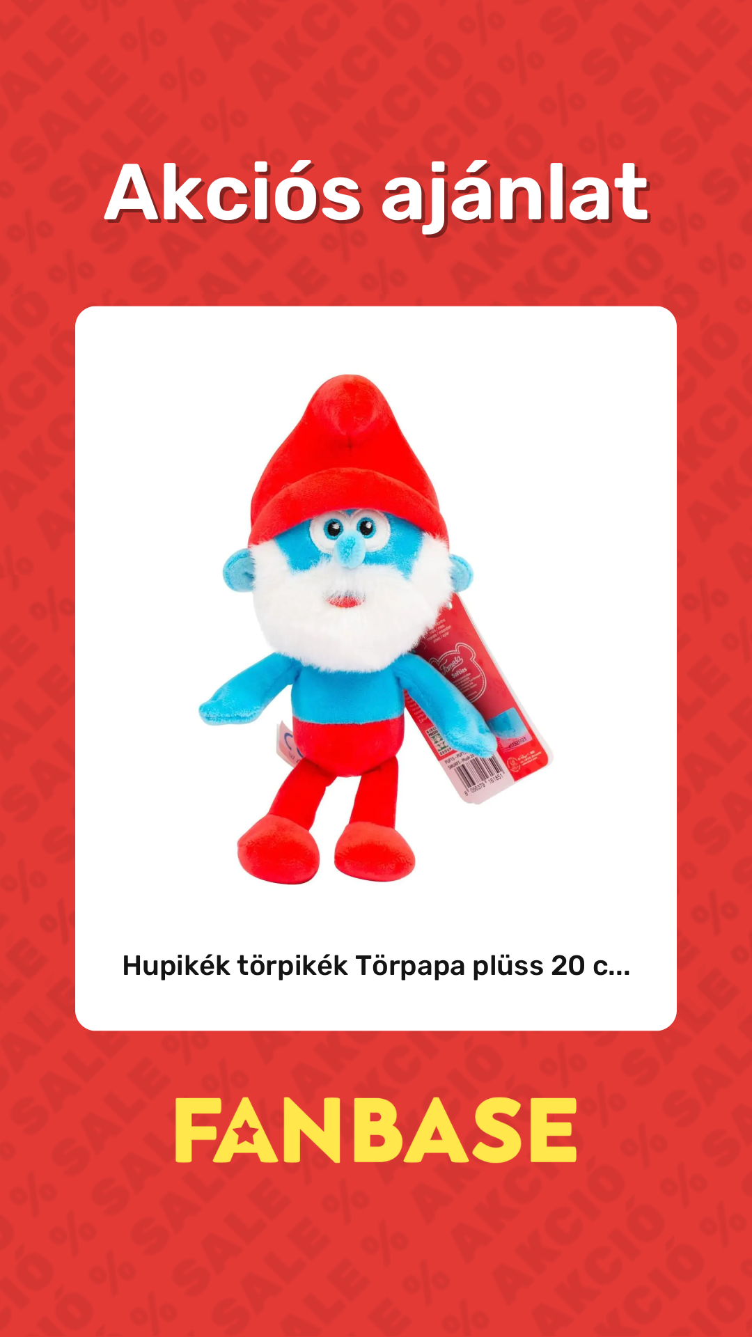 Akciós ajánlat: Hupikék törpikék Törpapa plüss 20 c...