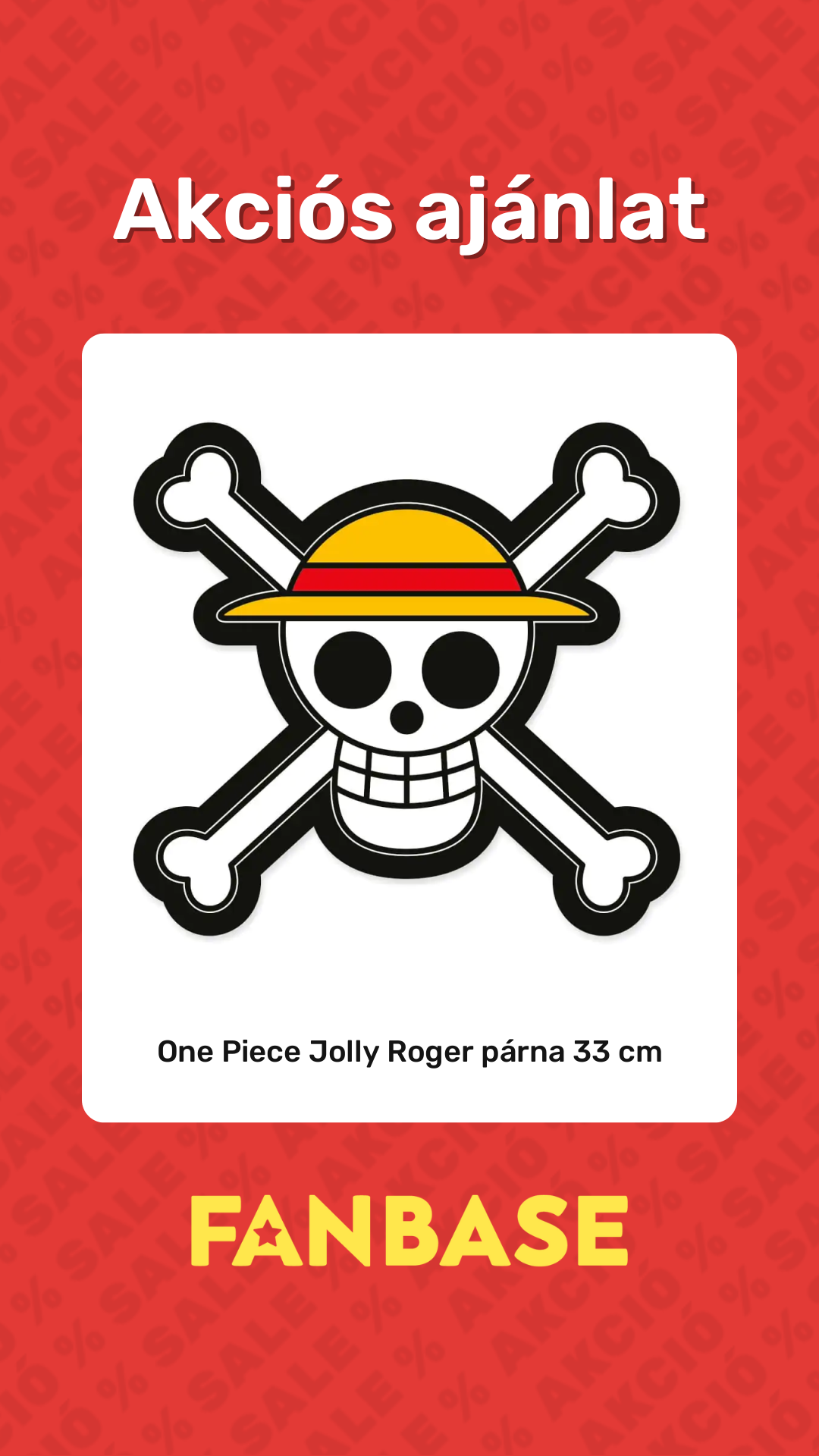Akciós ajánlat: One Piece Jolly Roger párna 33 cm