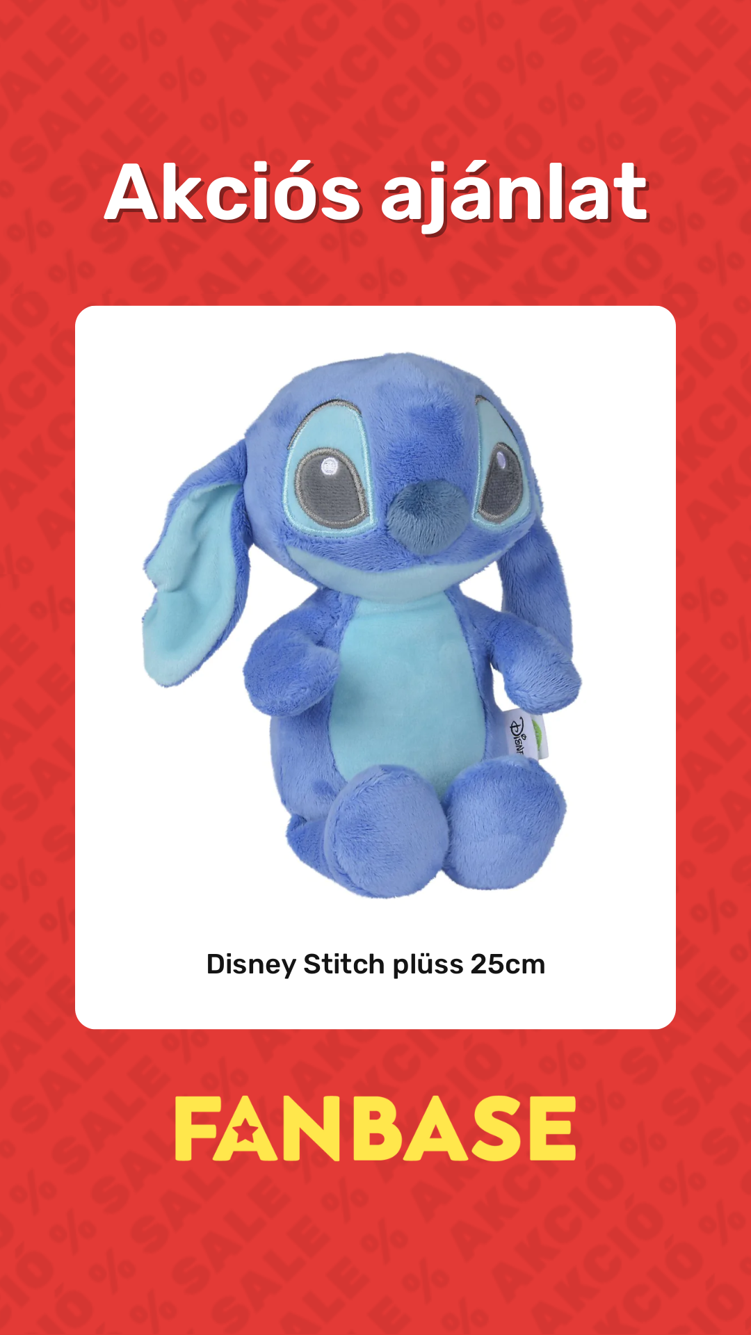 Akciós ajánlat: Disney Stitch plüss 25cm