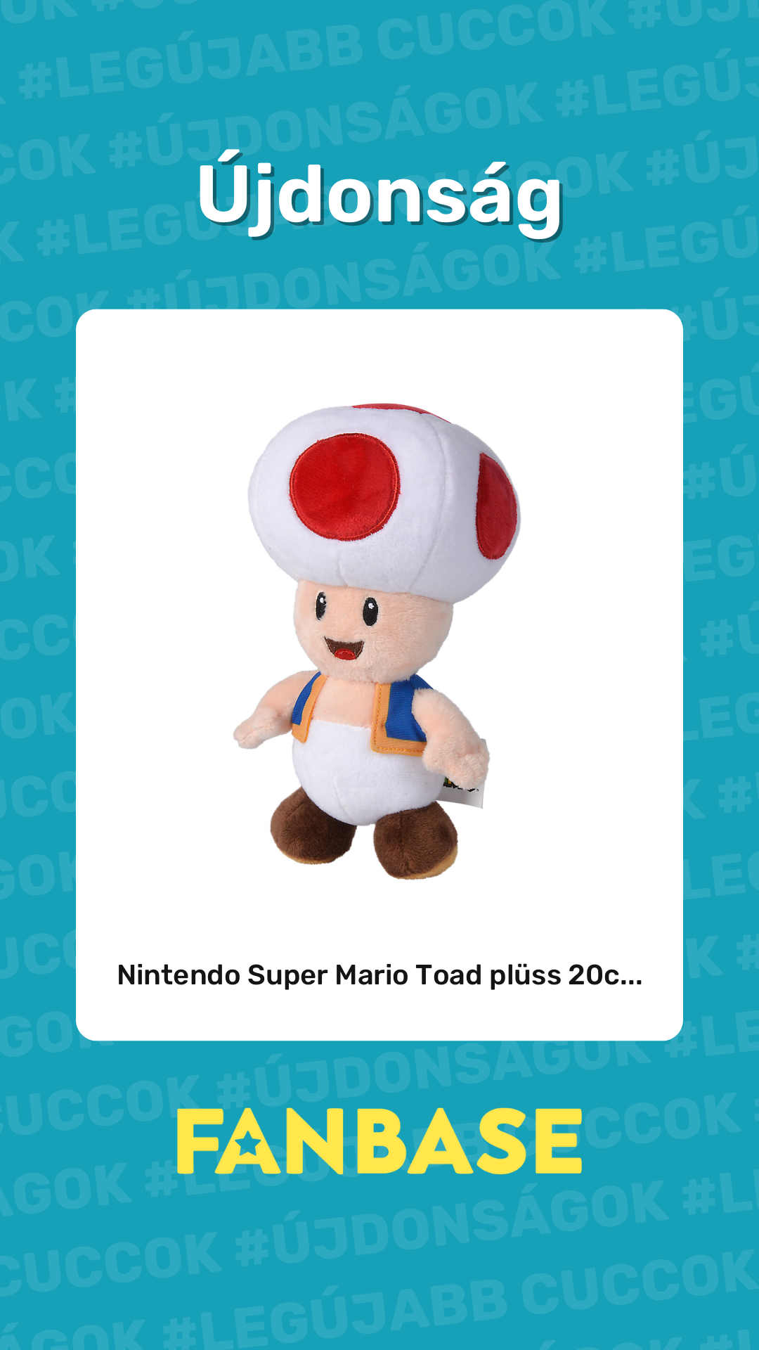 Újdonság: Nintendo Super Mario Toad plüss 20c...