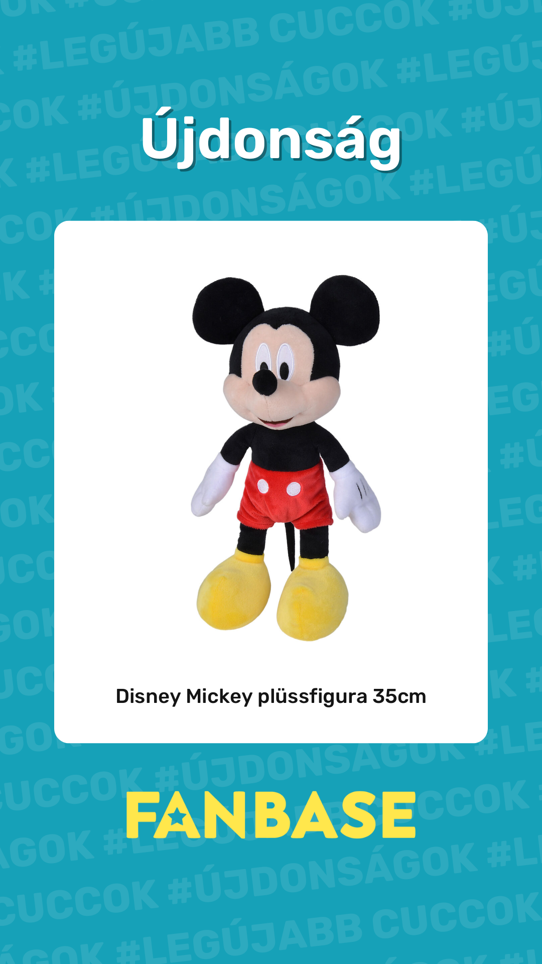 Újdonság: Disney Mickey plüssfigura 35cm