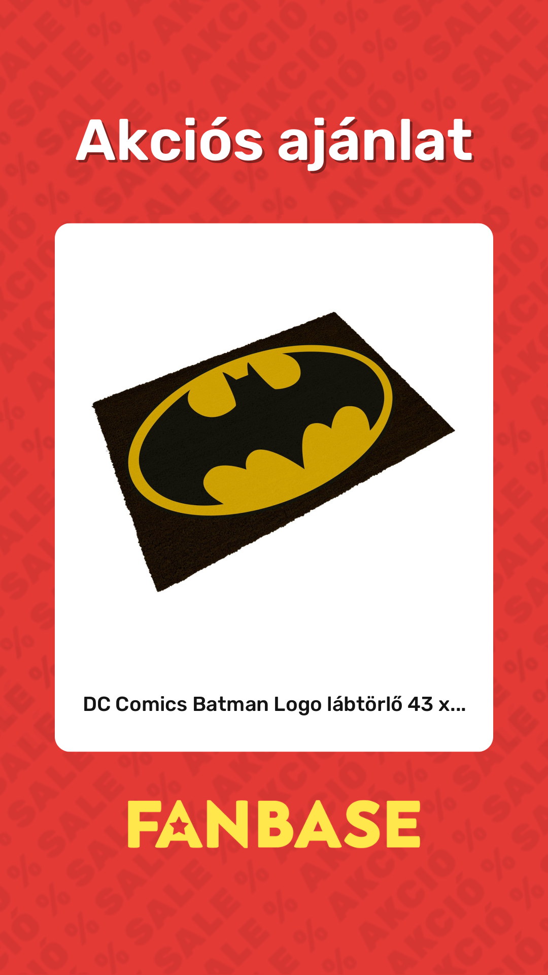 Akciós ajánlat: DC Comics Batman Logo lábtörlő 43 x...