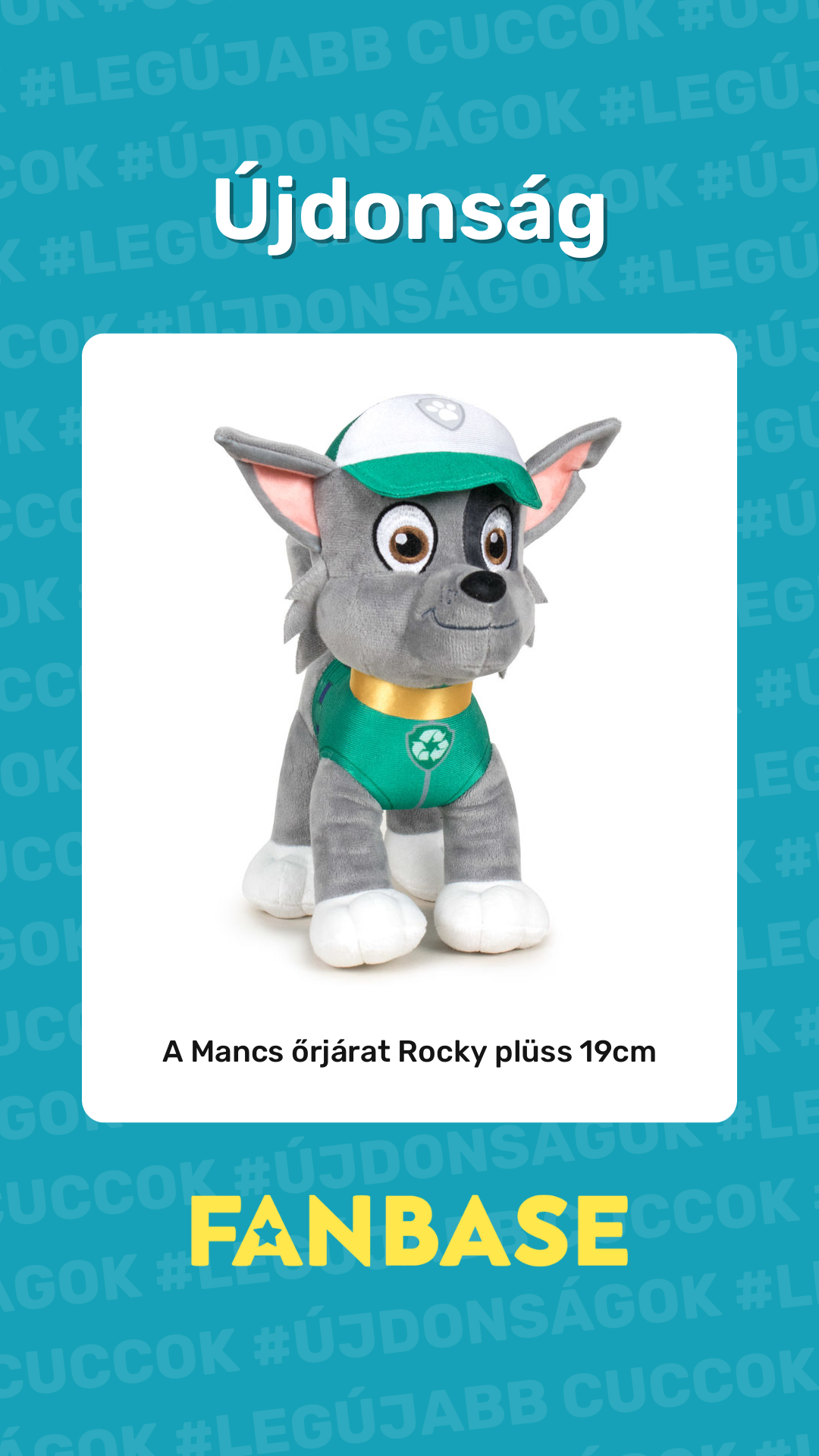 Újdonság: A Mancs őrjárat Rocky plüss 19cm