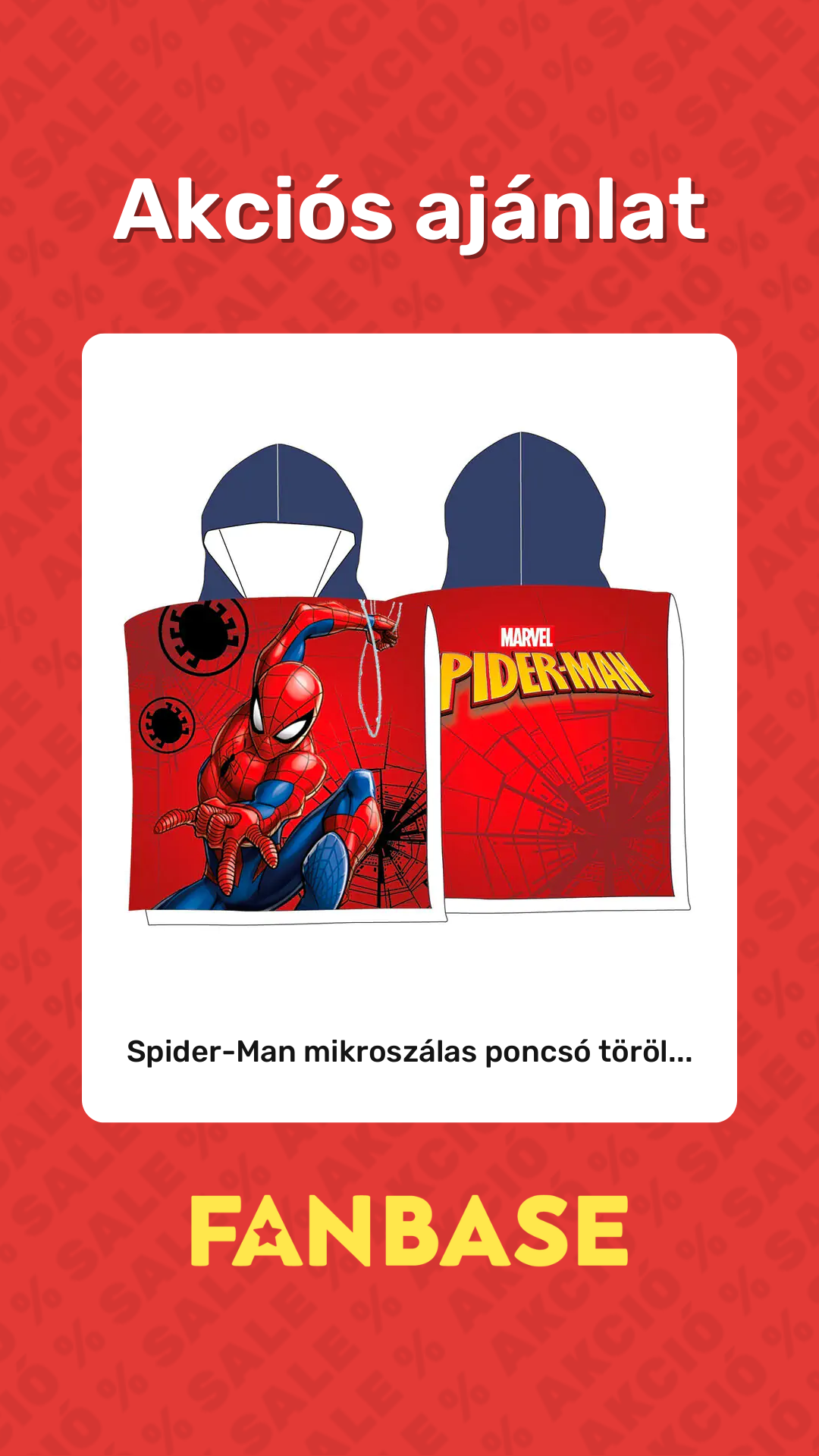 Akciós ajánlat: Spider-Man mikroszálas poncsó töröl...