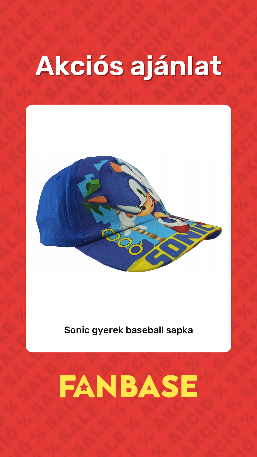 Akciós ajánlat: Sonic gyerek baseball sapka