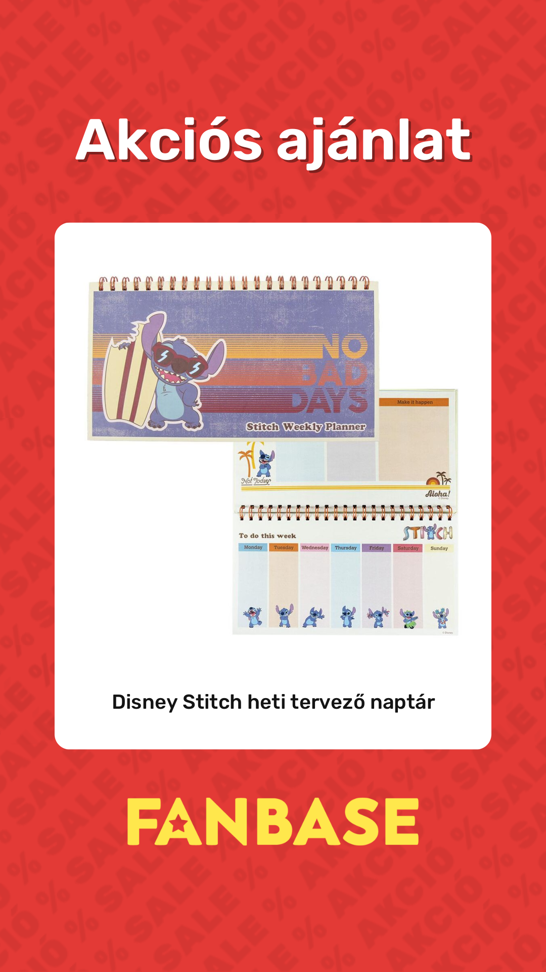 Akciós ajánlat: Disney Stitch heti tervező naptár