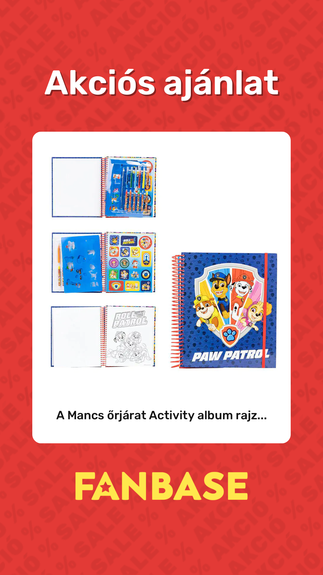 Akciós ajánlat: A Mancs őrjárat Activity album rajz...