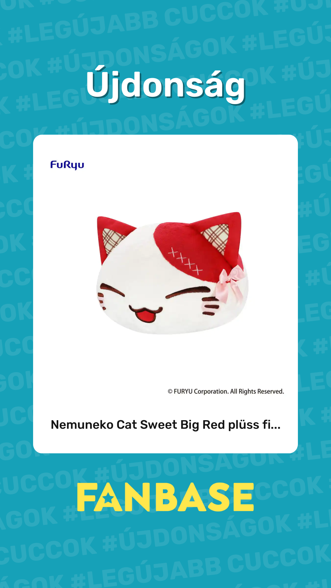 Újdonság: Nemuneko Cat Sweet Big Red plüss fi...