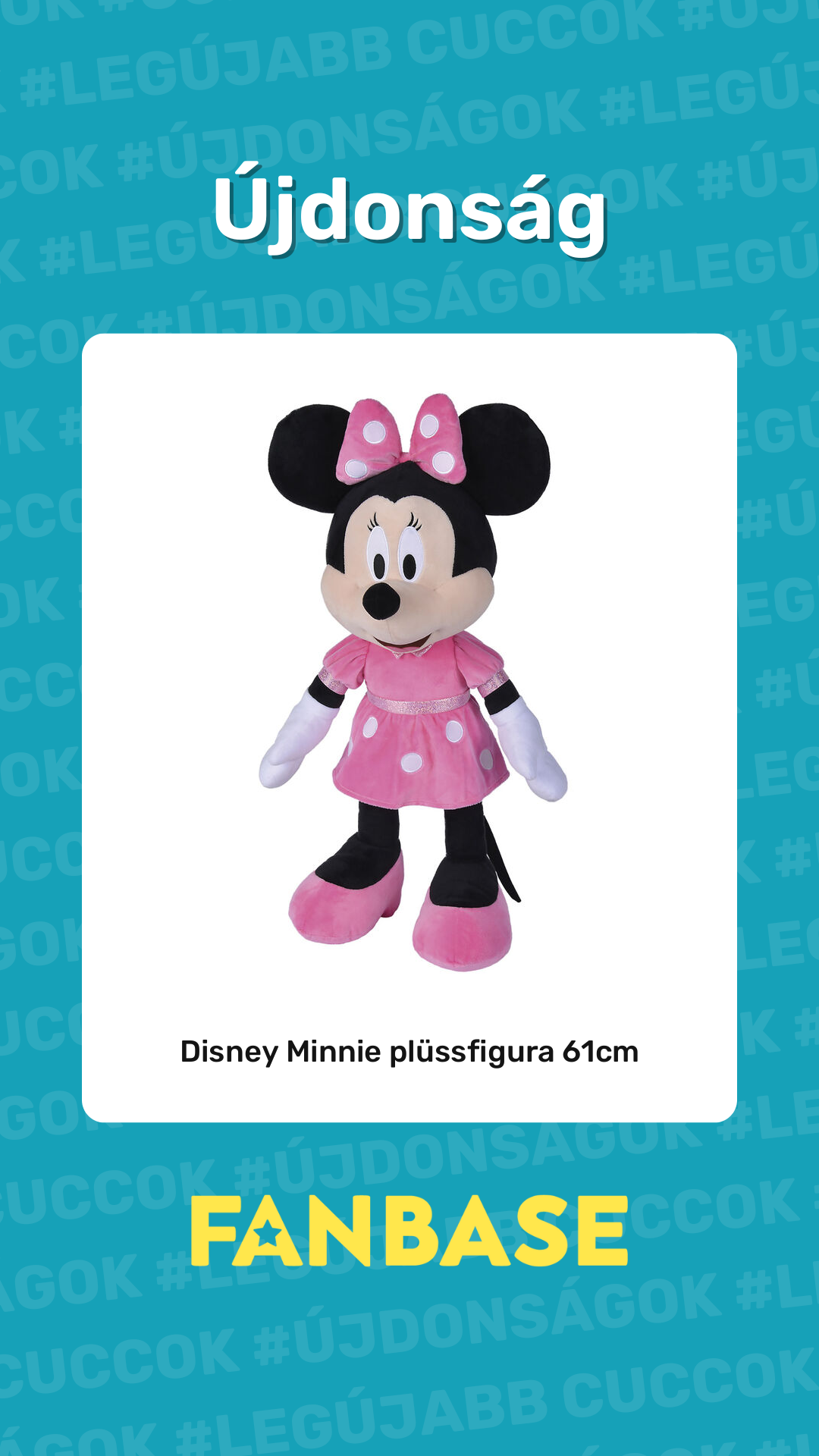 Újdonság: Disney Minnie plüssfigura 61cm