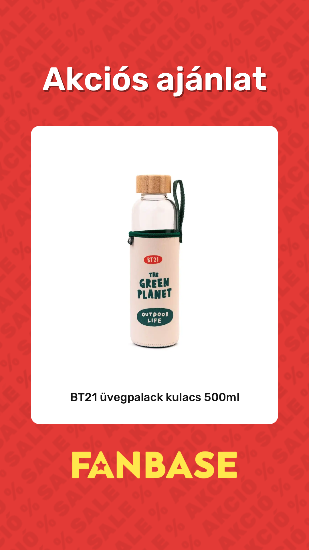 Akciós ajánlat: BT21 üvegpalack kulacs 500ml