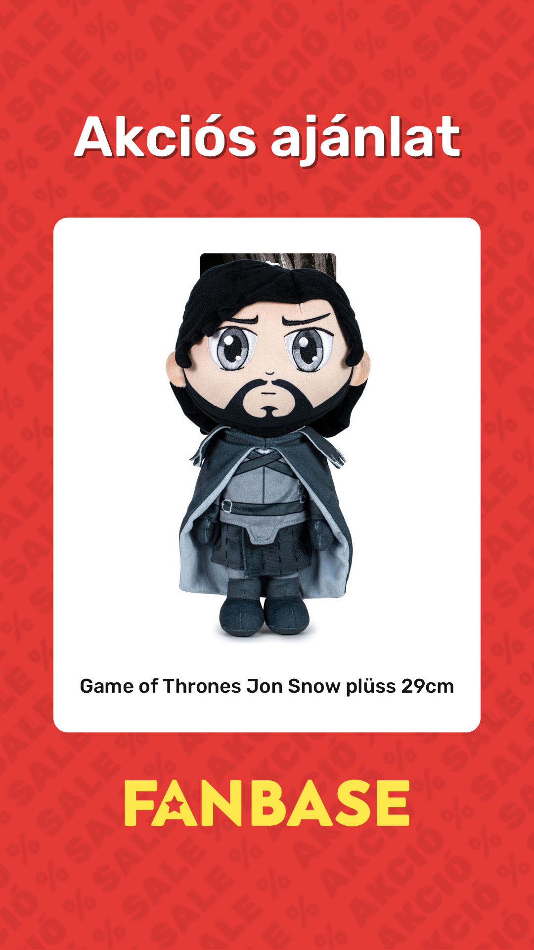 Akciós ajánlat: Game of Thrones Jon Snow plüss 29cm