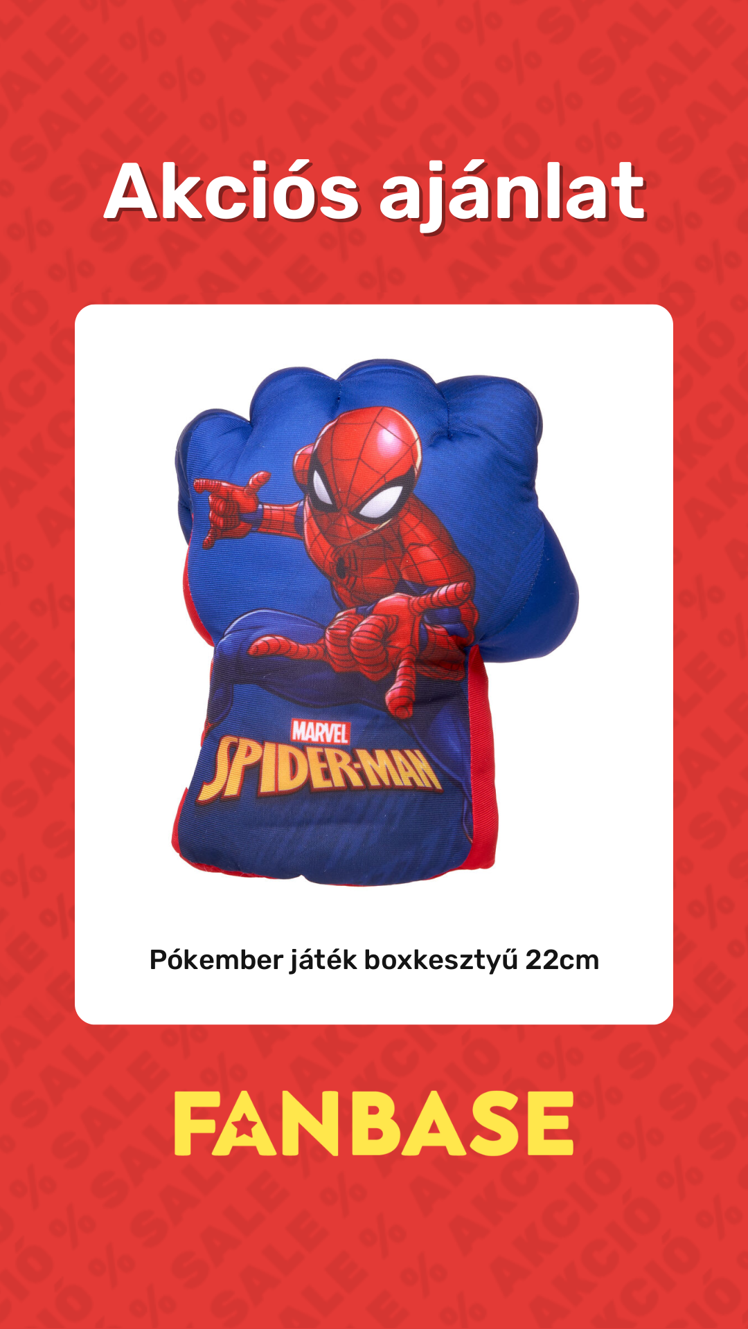Akciós ajánlat: Pókember játék boxkesztyű 22cm