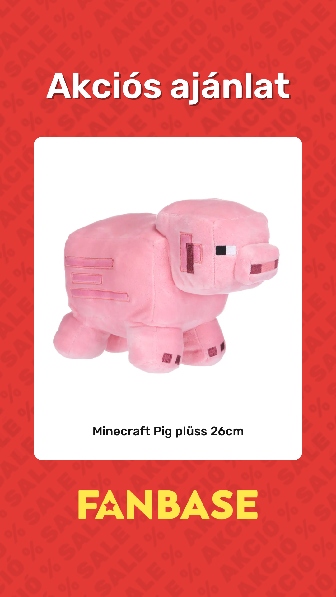 Akciós ajánlat: Minecraft Pig plüss 26cm