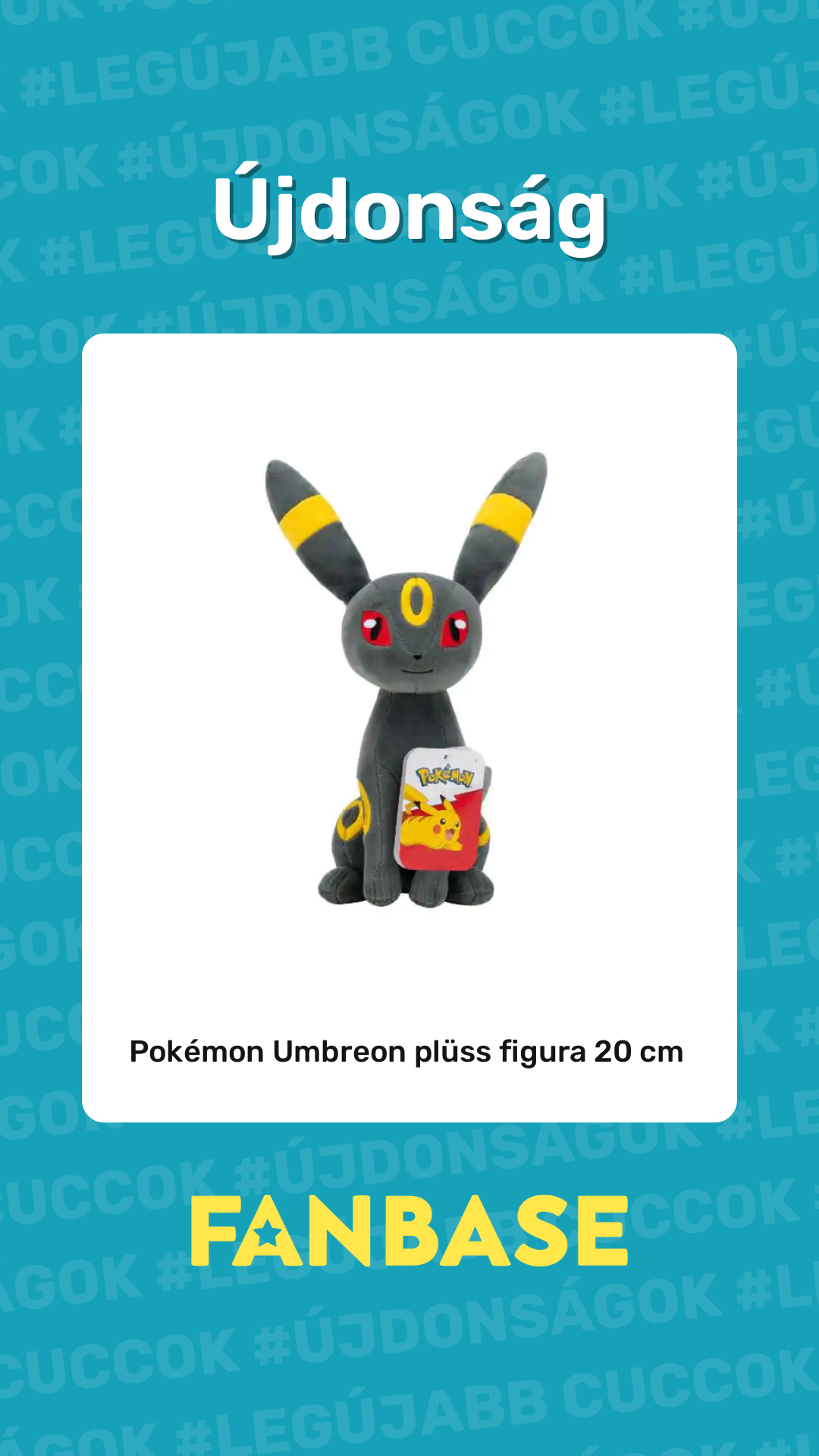 Újdonság: Pokémon Umbreon plüss figura 20 cm 