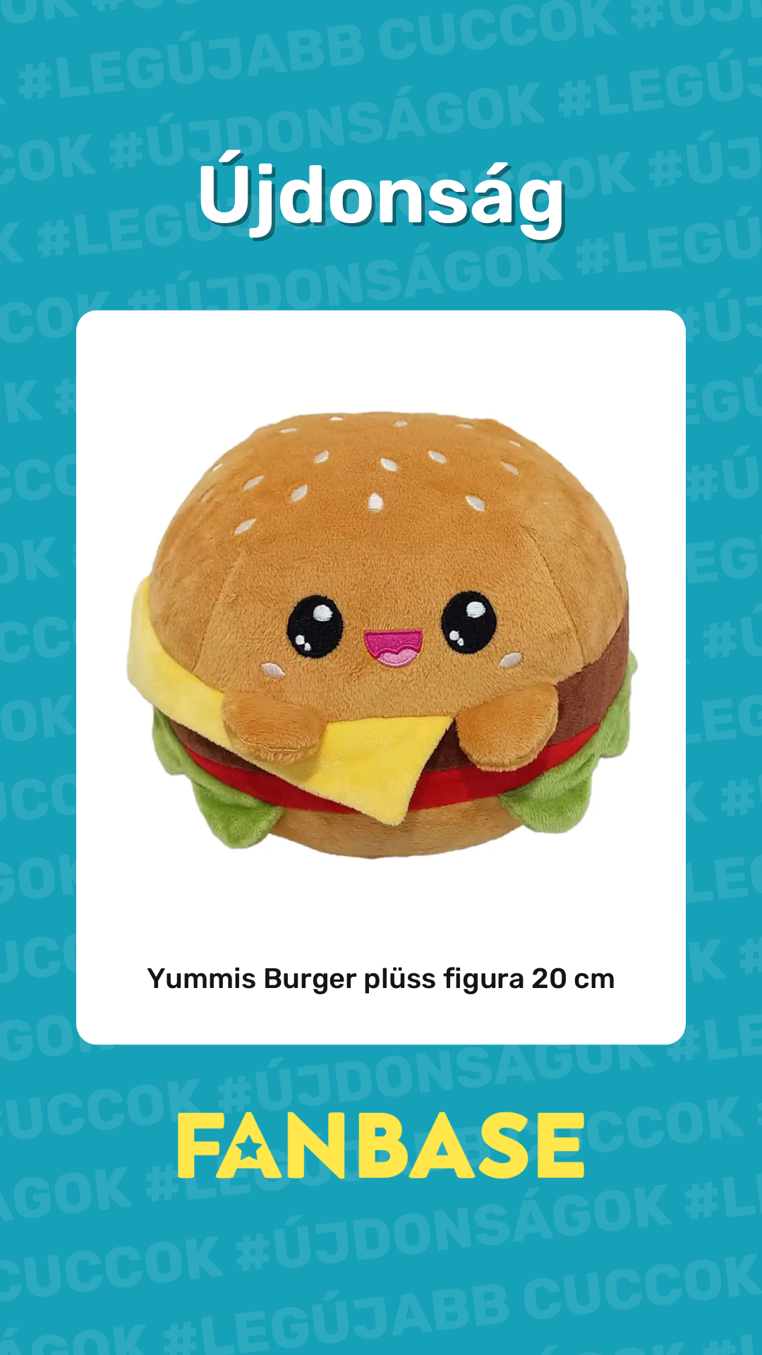 Újdonság: Yummis Burger plüss figura 20 cm