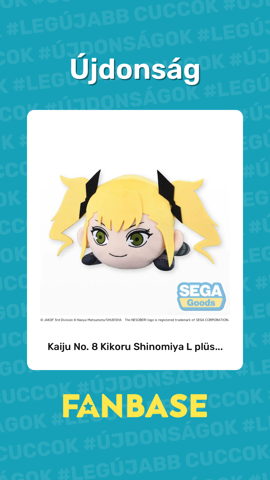 Újdonság: Kaiju No. 8 Kikoru Shinomiya L plüs...