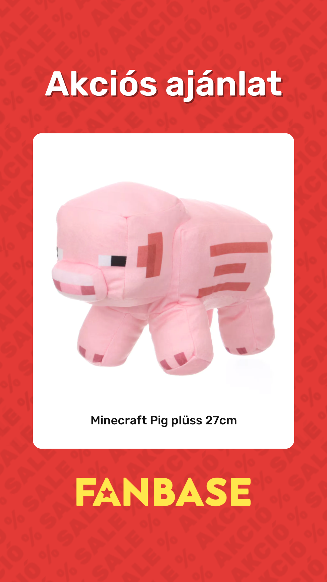 Akciós ajánlat: Minecraft Pig plüss 27cm