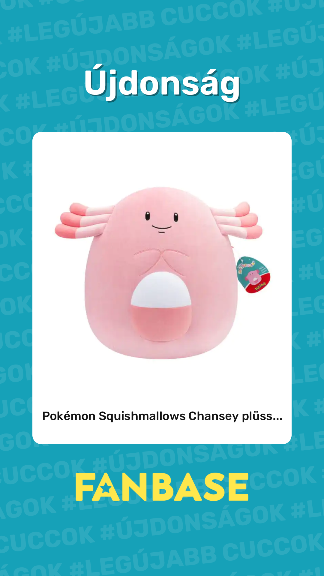 Újdonság: Pokémon Squishmallows Chansey plüss...