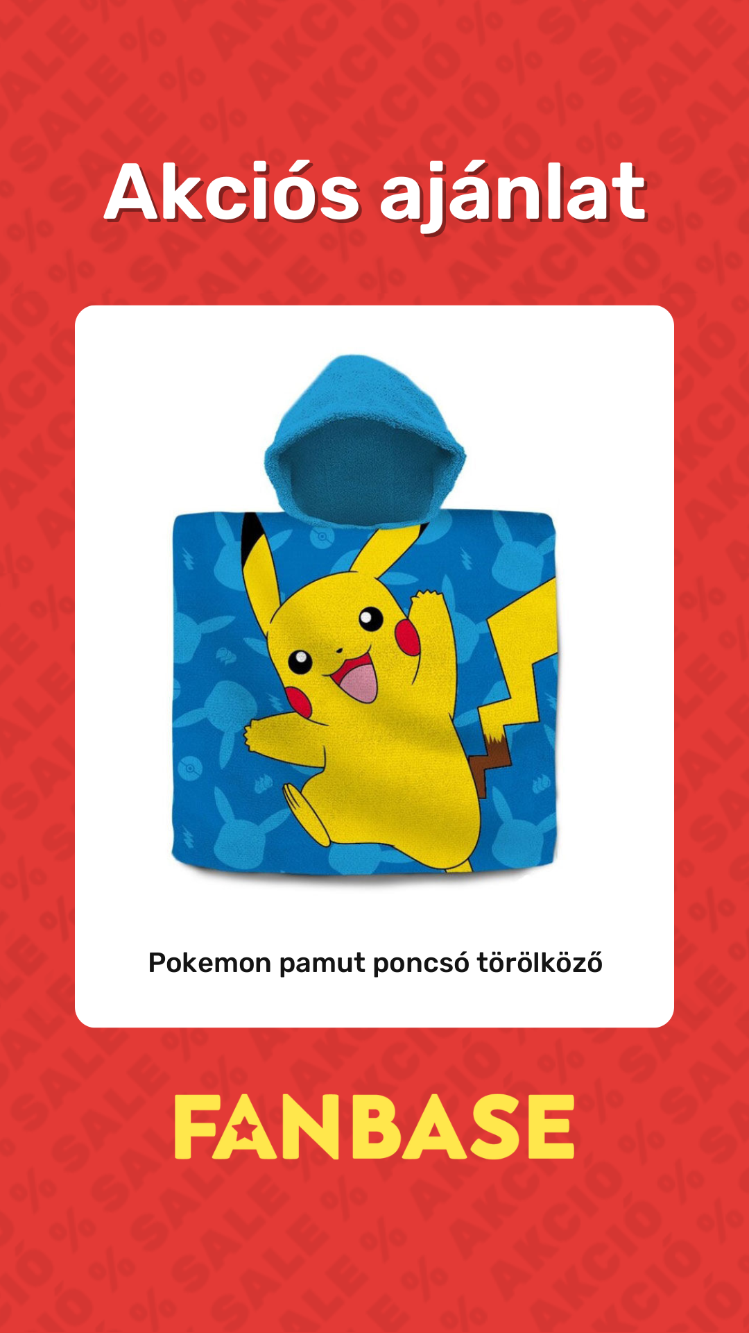 Akciós ajánlat: Pokemon pamut poncsó törölköző