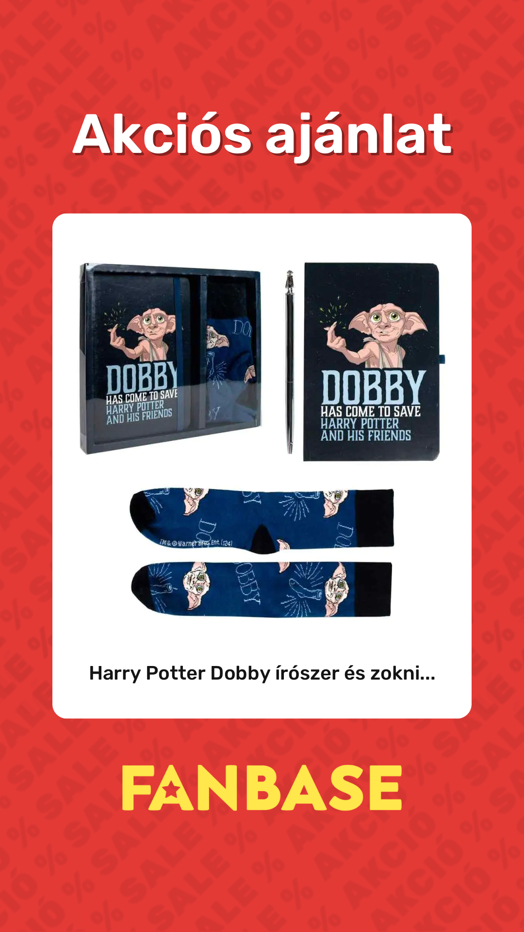 Akciós ajánlat: Harry Potter Dobby írószer és zokni...
