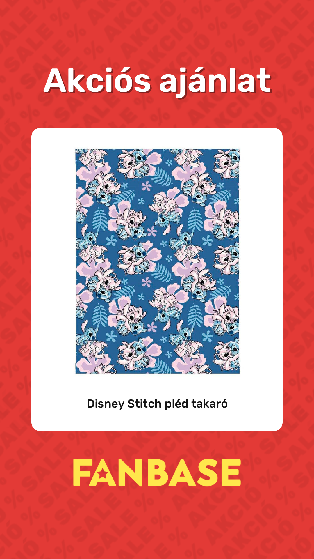 Akciós ajánlat: Disney Stitch pléd takaró
