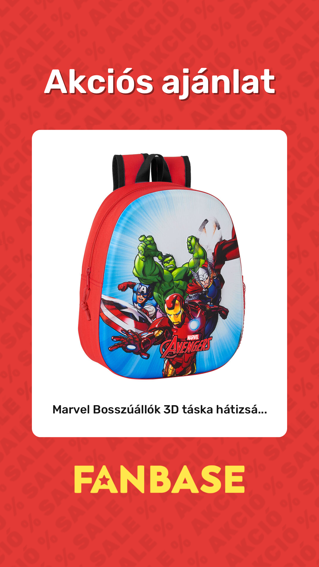 Akciós ajánlat: Marvel Bosszúállók 3D táska hátizsá...