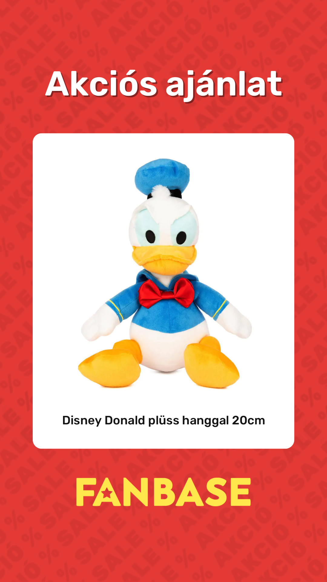 Akciós ajánlat: Disney Donald plüss hanggal 20cm