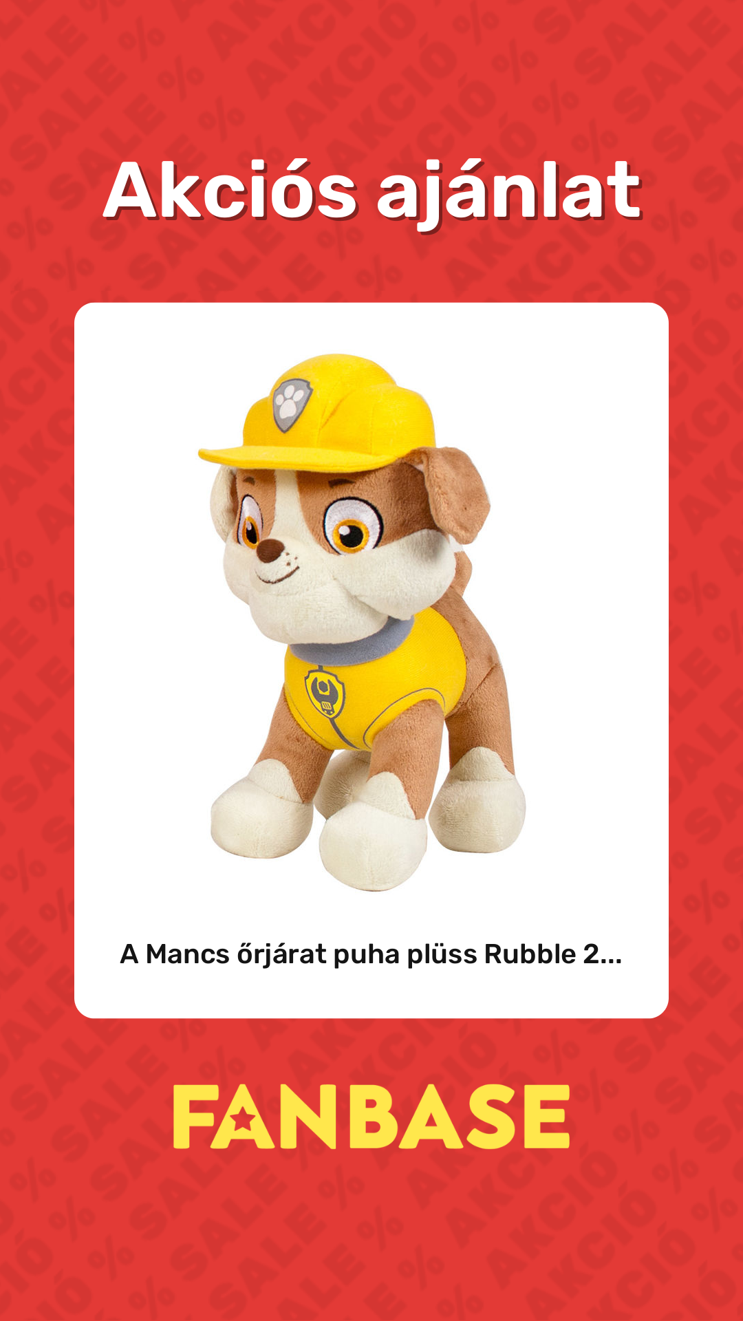 Akciós ajánlat: A Mancs őrjárat puha plüss Rubble 2...