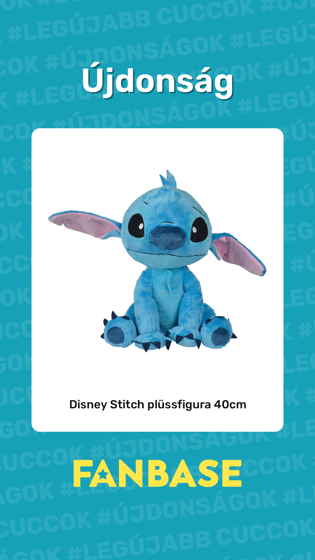 Újdonság: Disney Stitch plüssfigura 40cm