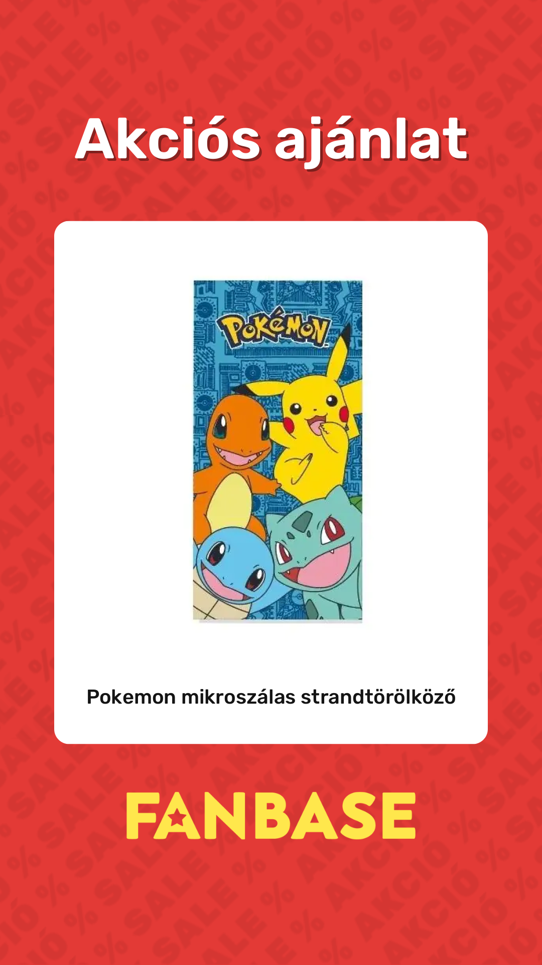 Akciós ajánlat: Pokemon mikroszálas strandtörölköző