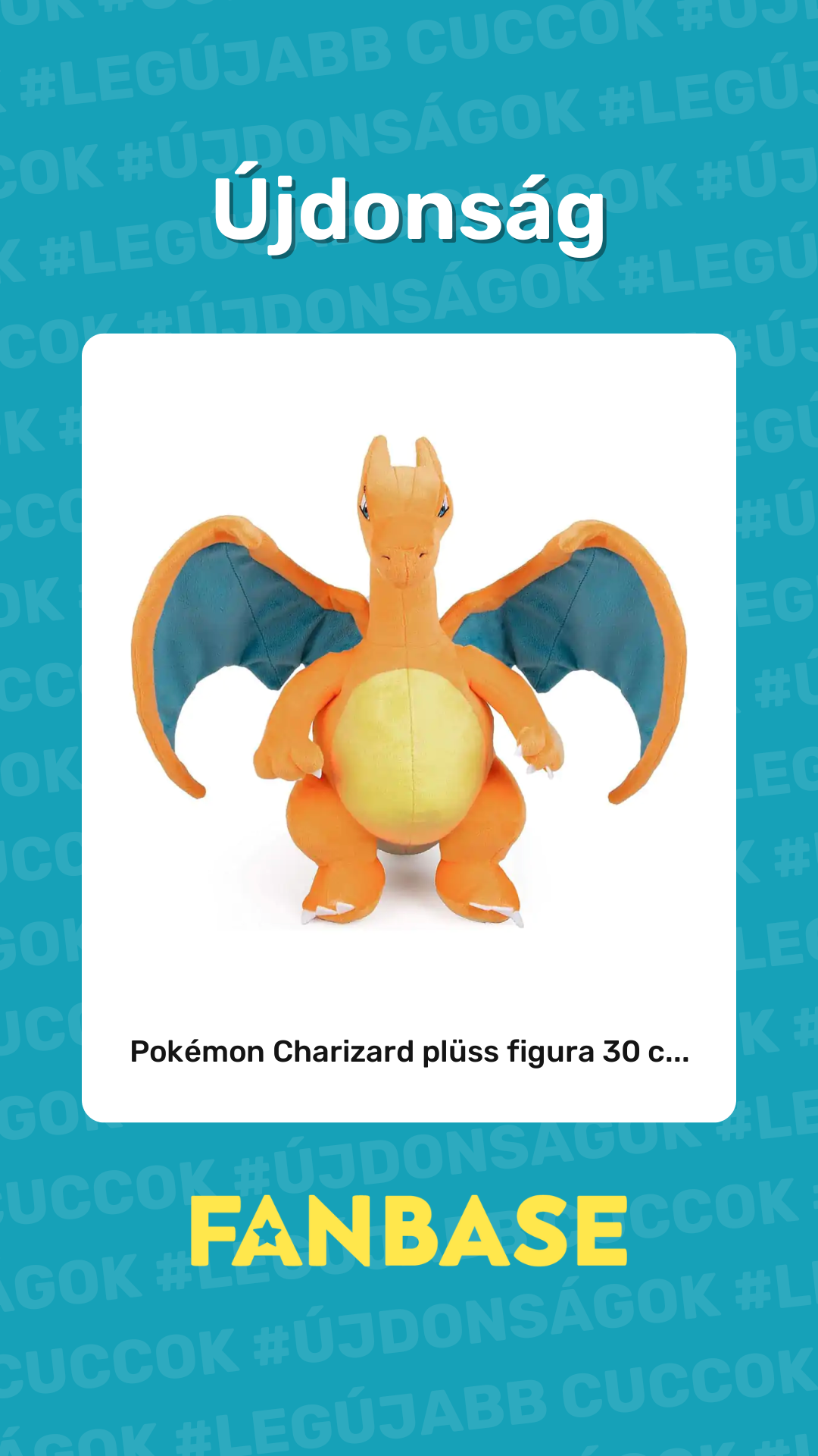 Újdonság: Pokémon Charizard plüss figura 30 c...