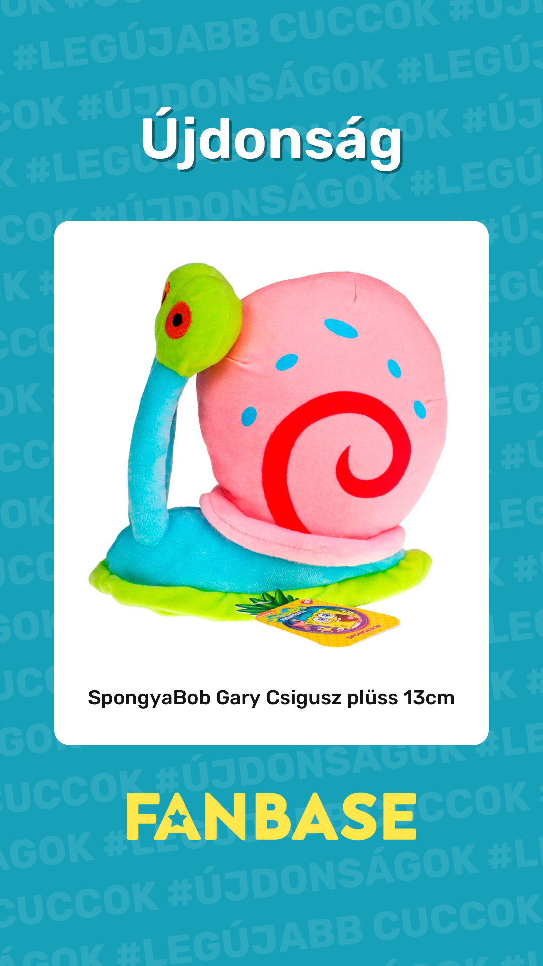 Újdonság: SpongyaBob Gary Csigusz plüss 13cm