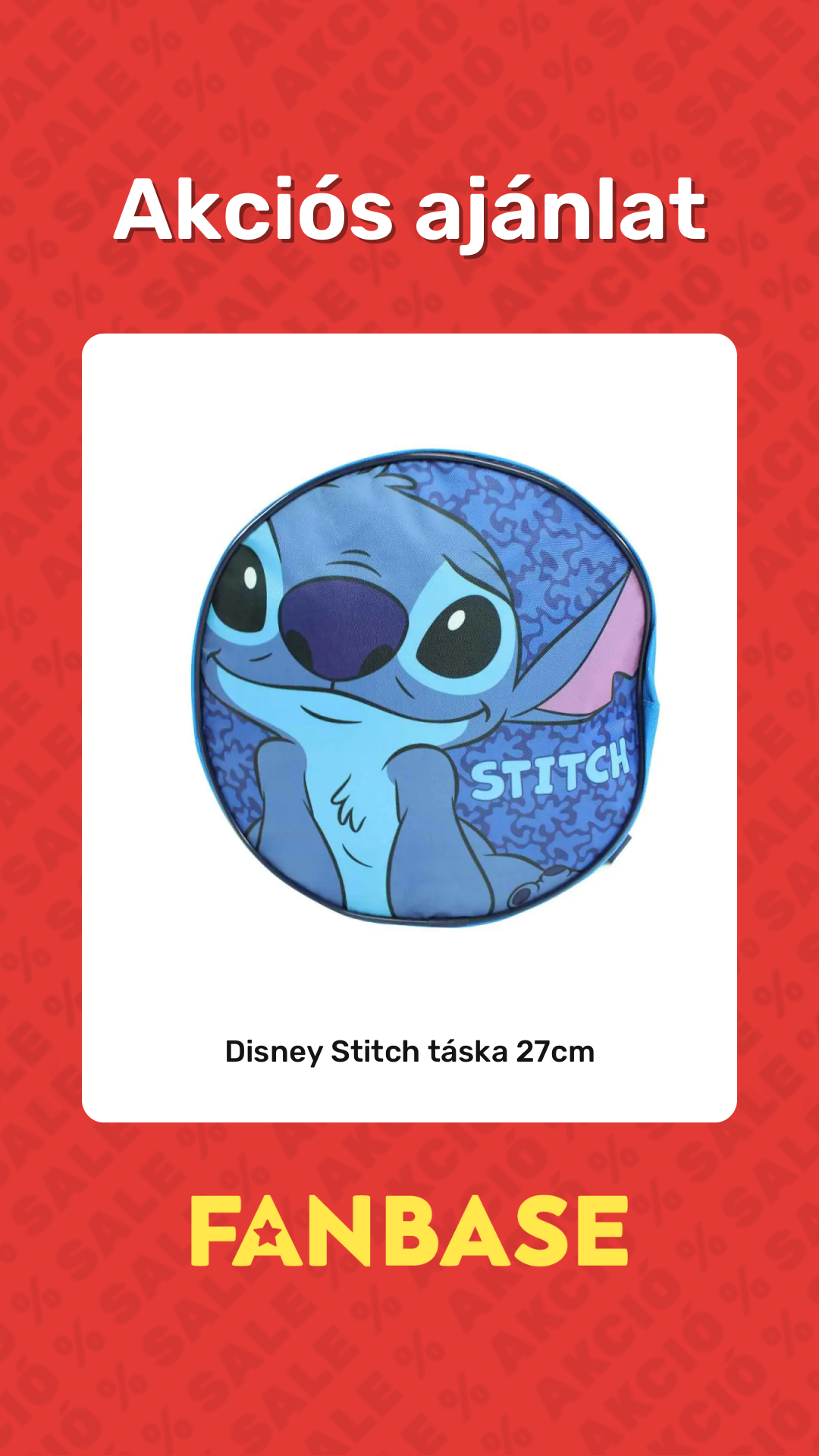 Akciós ajánlat: Disney Stitch táska 27cm