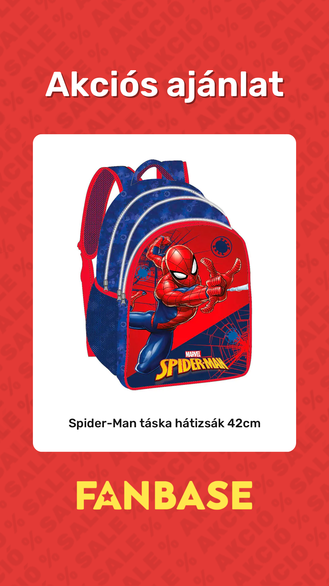 Akciós ajánlat: Spider-Man táska hátizsák 42cm