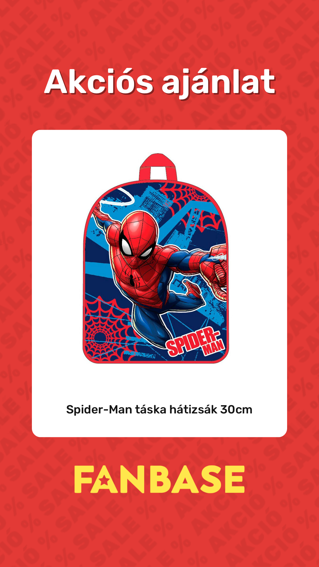 Akciós ajánlat: Spider-Man táska hátizsák 30cm