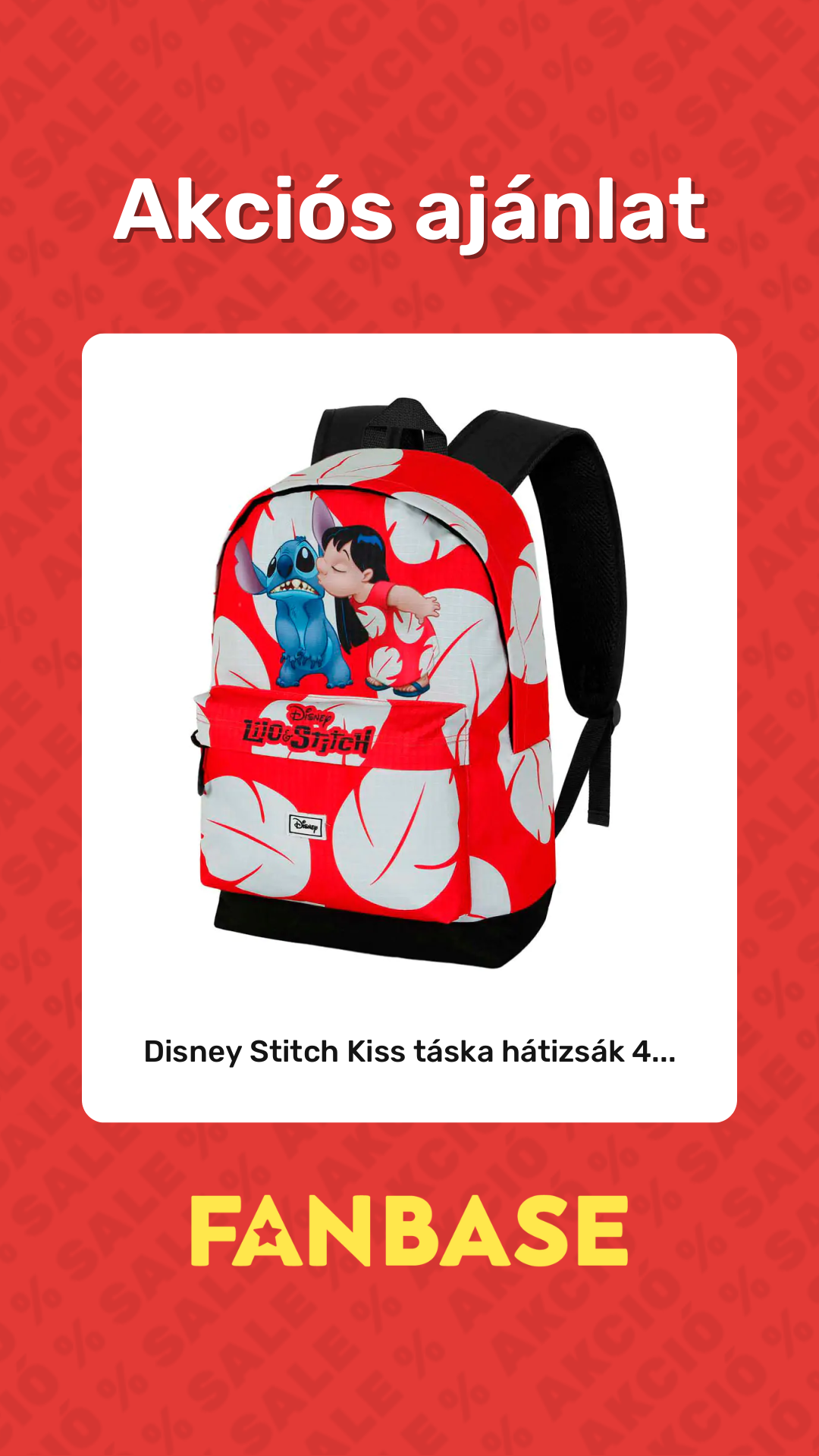 Akciós ajánlat: Disney Stitch Kiss táska hátizsák 4...