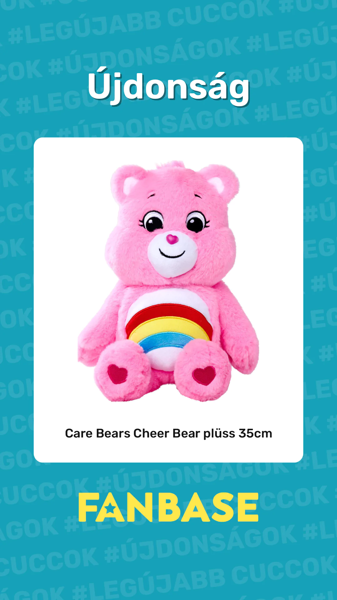 Újdonság: Care Bears Cheer Bear plüss 35cm