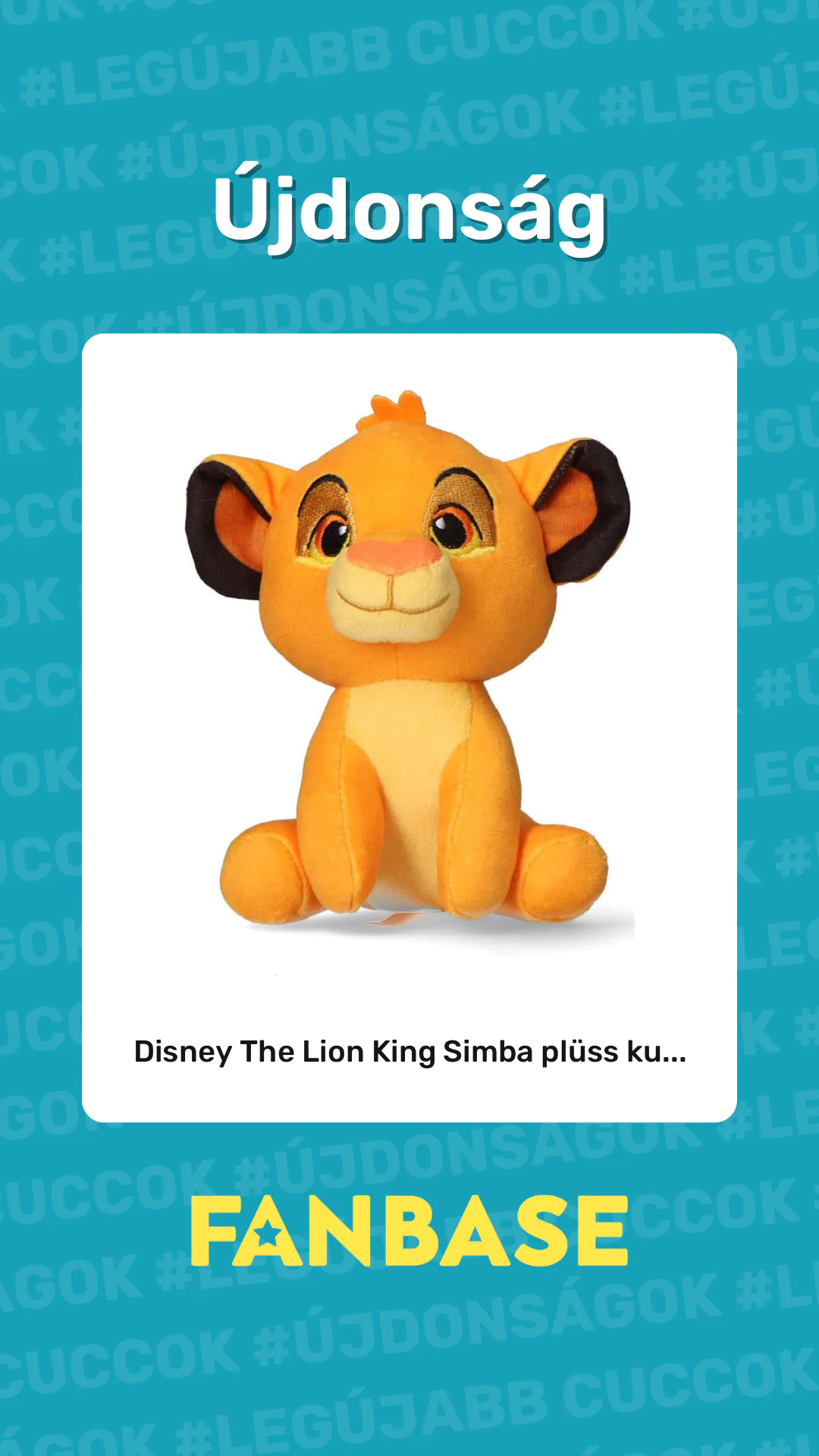 Újdonság: Disney The Lion King Simba plüss ku...